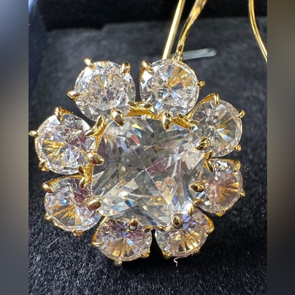 🎁Huge 24.6 ctw lab White Sapphire Flower Drop Earrings.  Art Deco vintage style - Picture 6 of 15